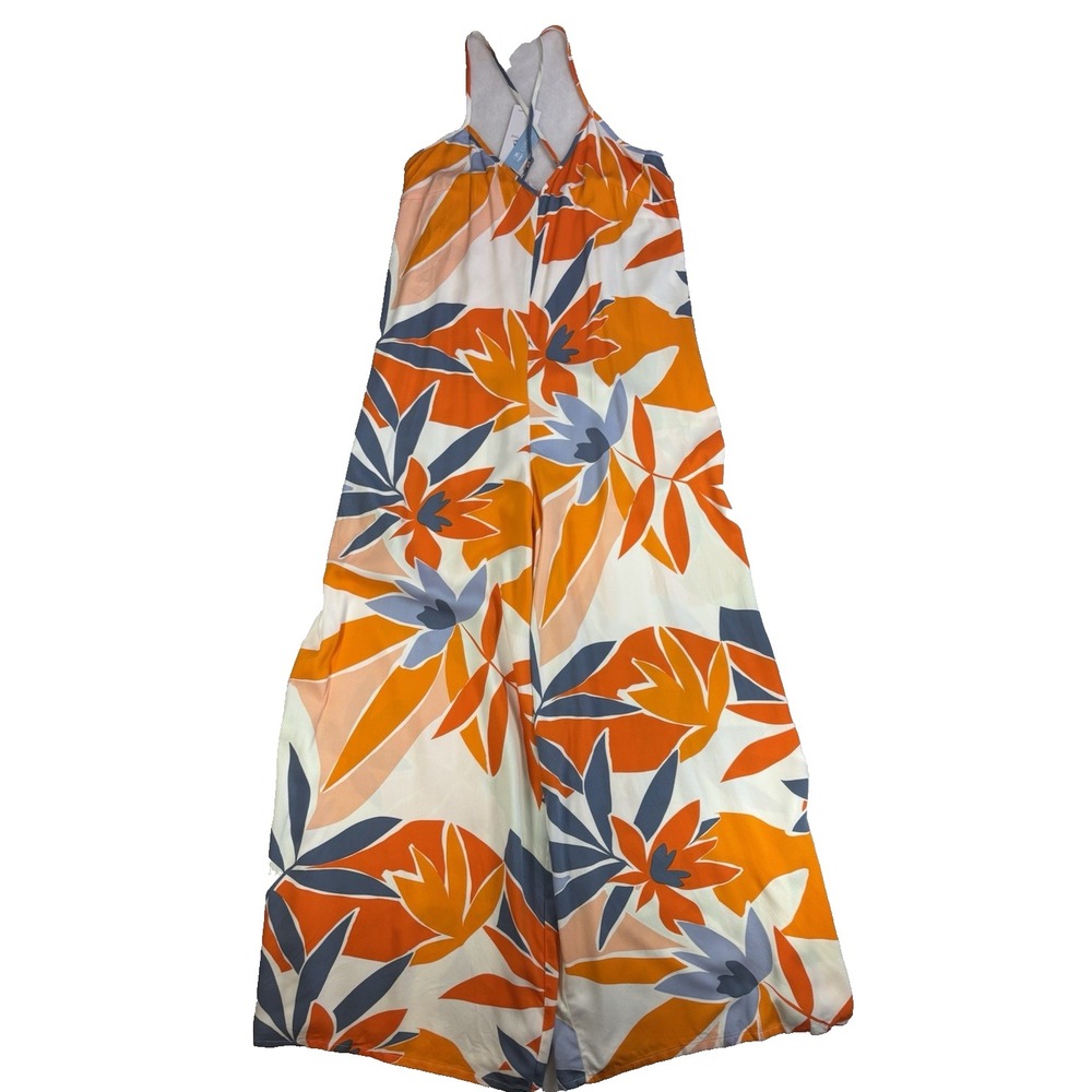 NEW Cupshe Women's Med Wide Leg Flowy Jumpsuit Tropical Resort Vacation Summer